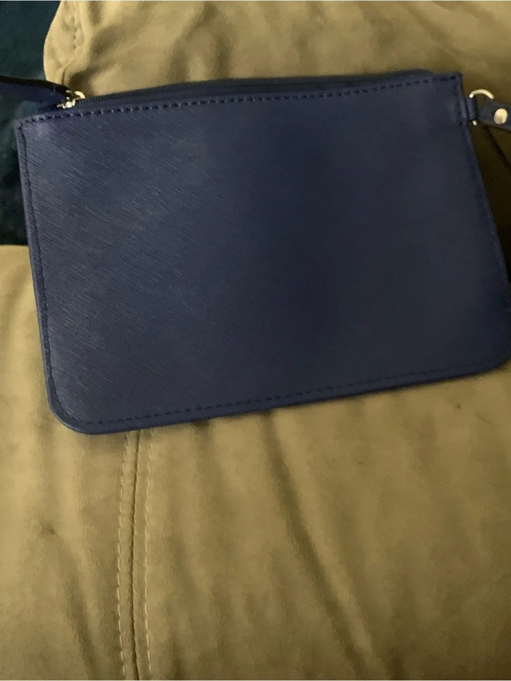 Calvin Klein Royal Blue Leather Wristlet with Metal Plaque